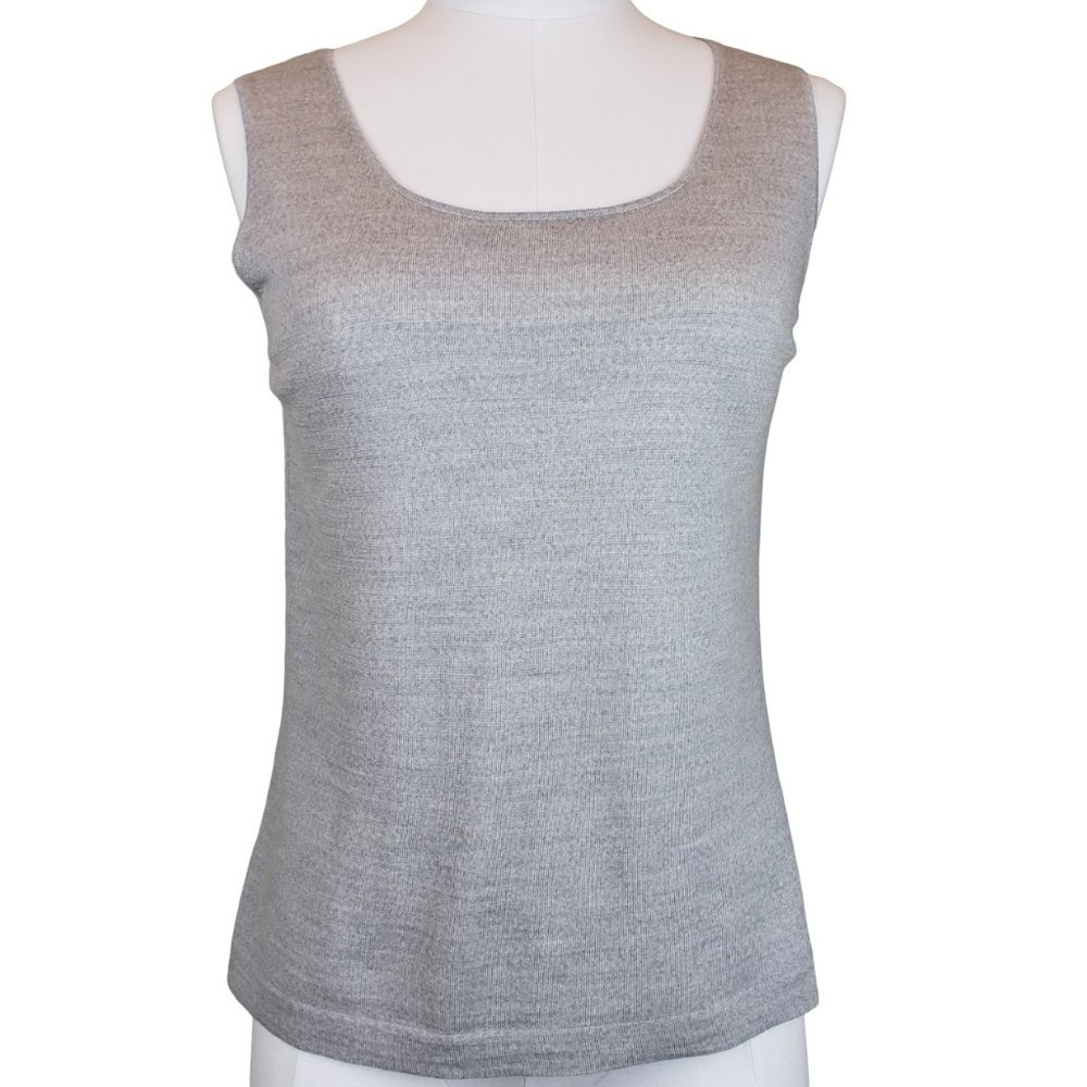 Lafayette 148 Fine Wool Knit Fitted Tank Light Gray Size M